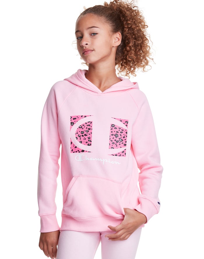 Champion Fleece Raglan Leopard Knockout Logo - Tytön Pinkki Huppari - Suomi 4012795-MD